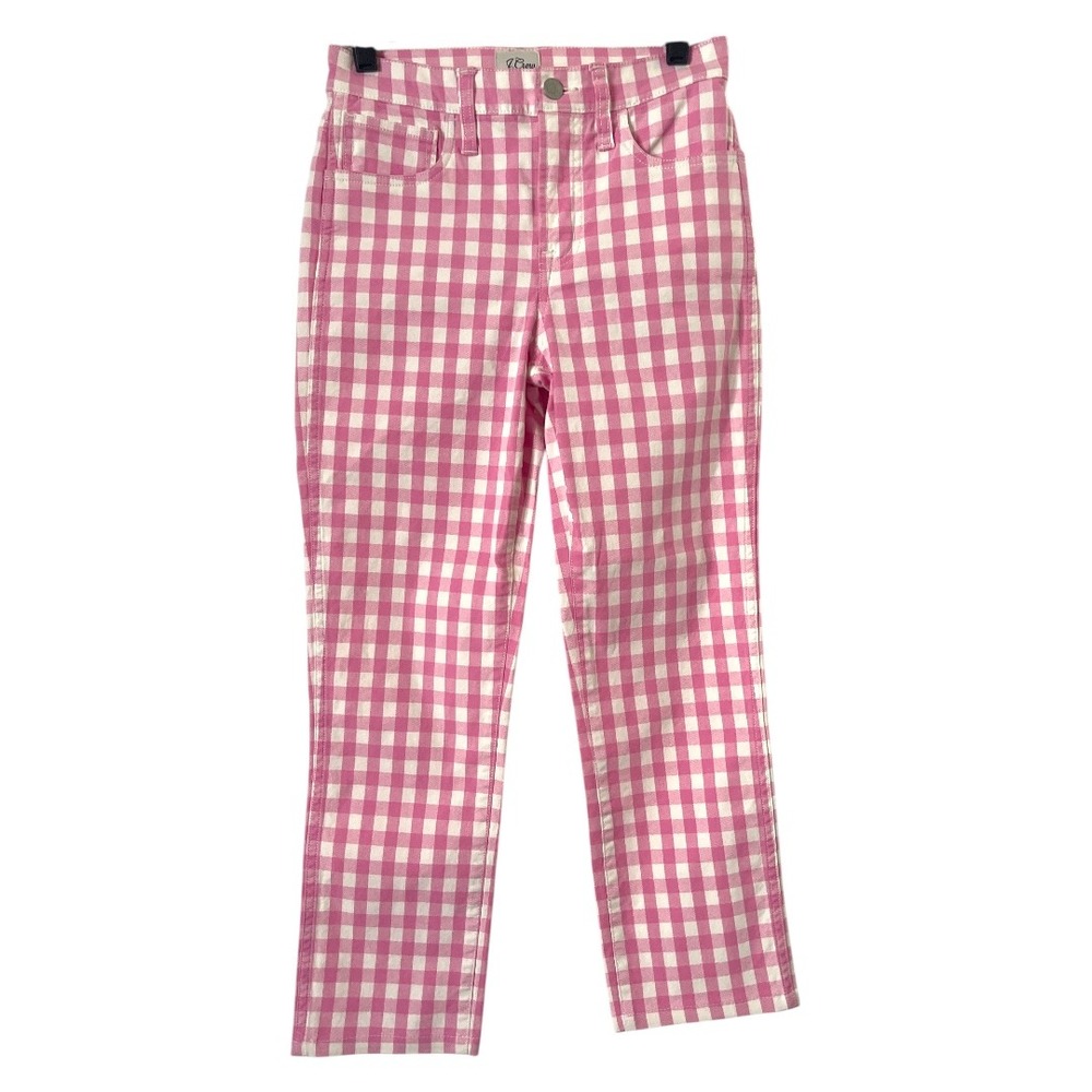 J. Crew Pink Gingham‎ Vintage Straight Fit Pants 24